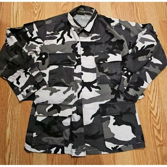 Rothco USA Combat Camo Black Field Jacket Military Uniform Men's Small Tactical - Picture 2 of 8